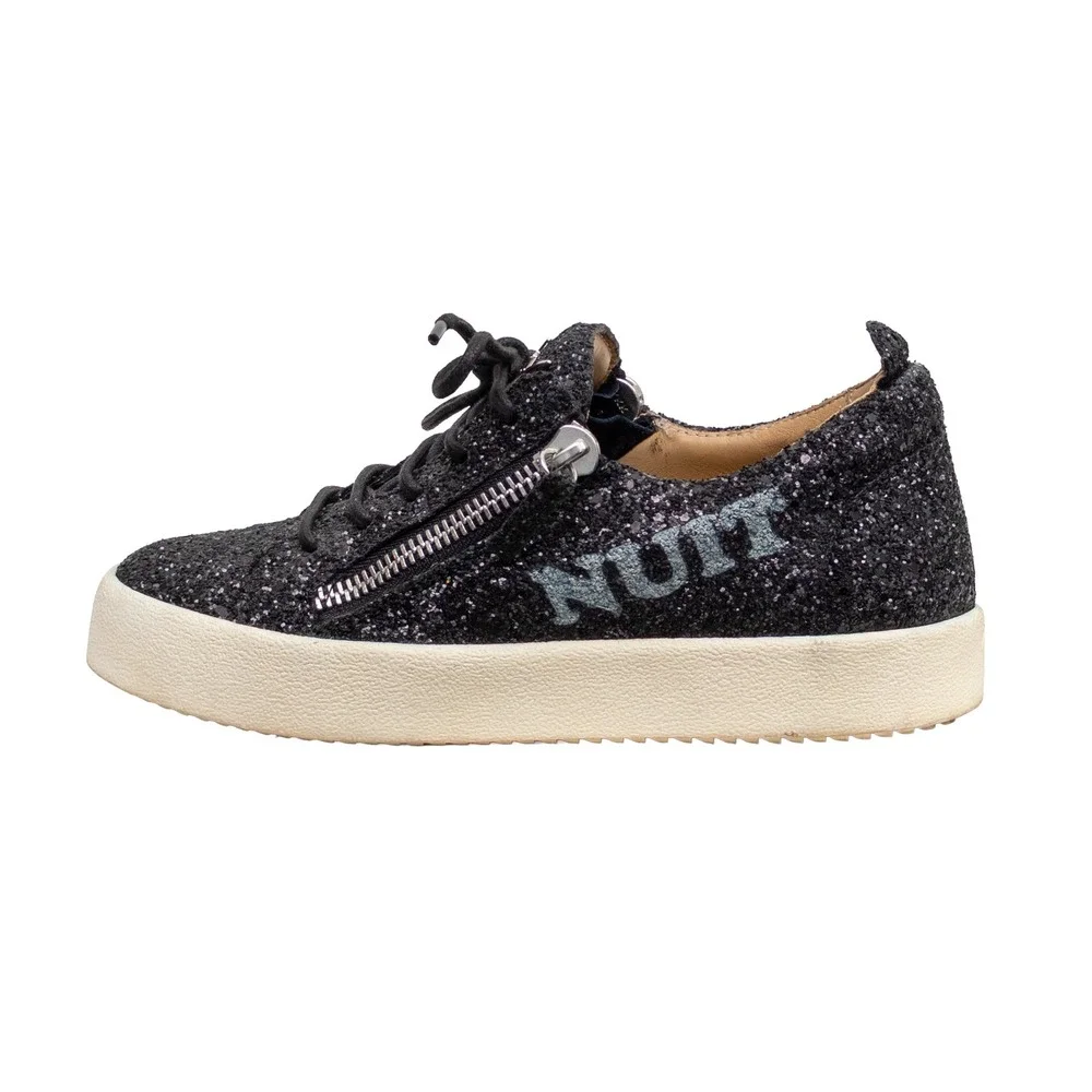 Giuseppe Zanotti Black Glitter Jour Nuit Side Zip Sneakers EU 37 US 7